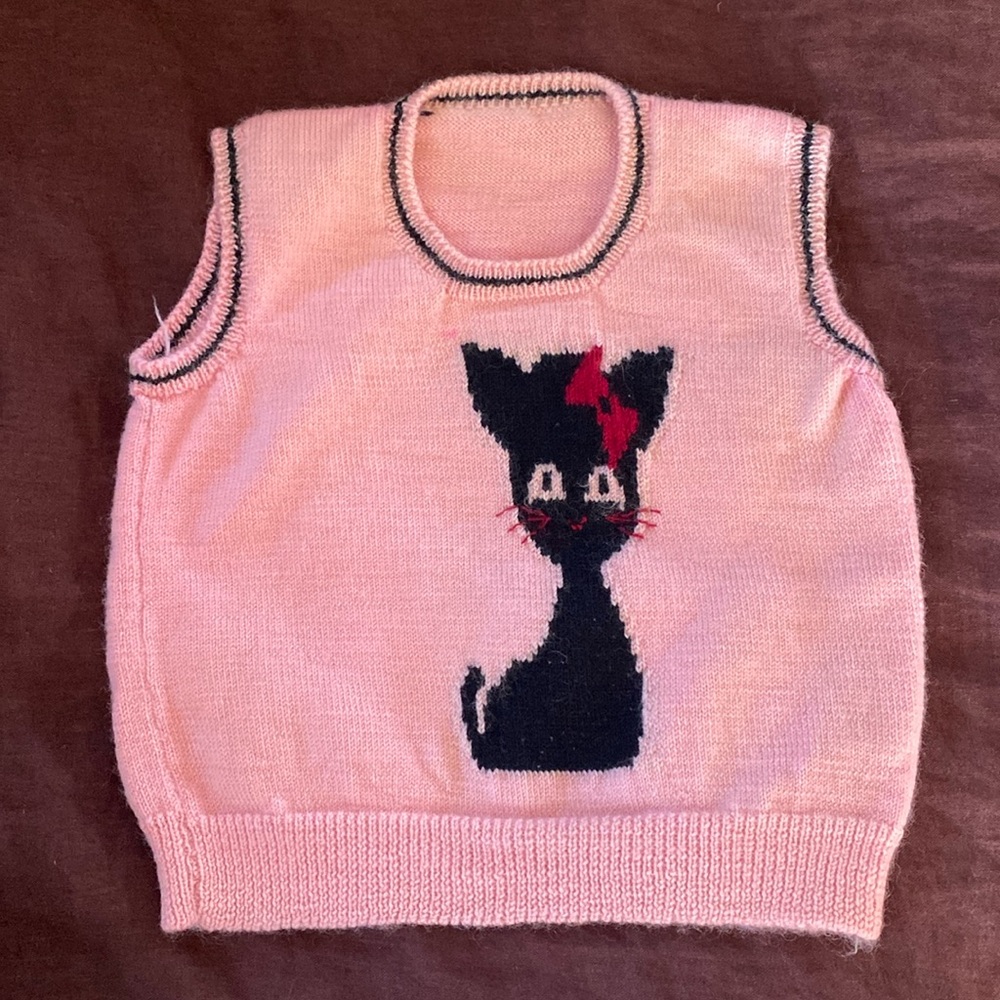 Vintage kids kitty sweater vest